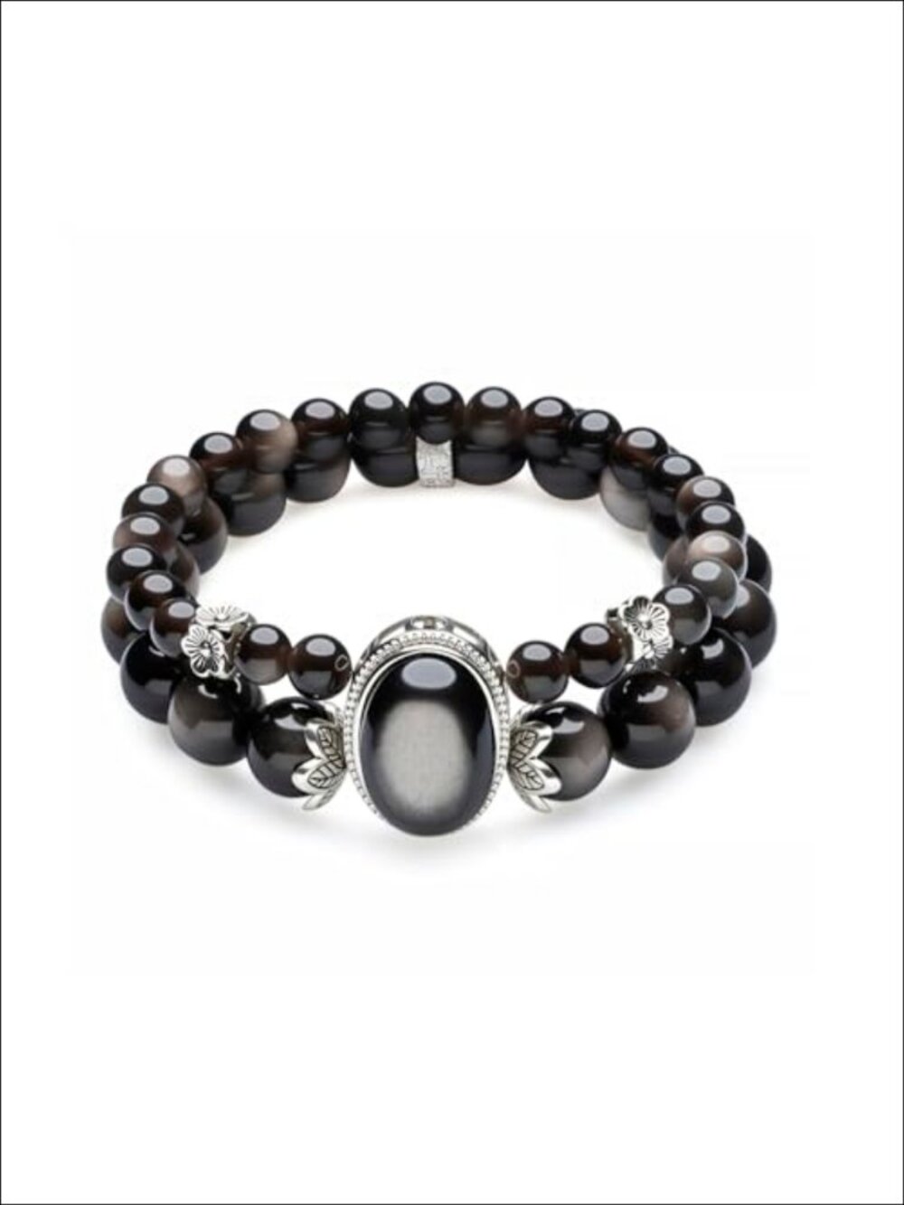 Obsidian Crystal Bracelet for Women Elastic Energy Jewelry Double Layer